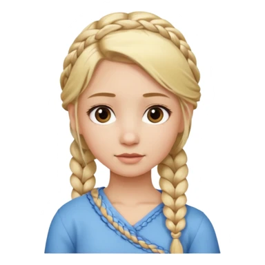 girl with blonde braid, middle part, ONE BRAID on one shoudler sticker