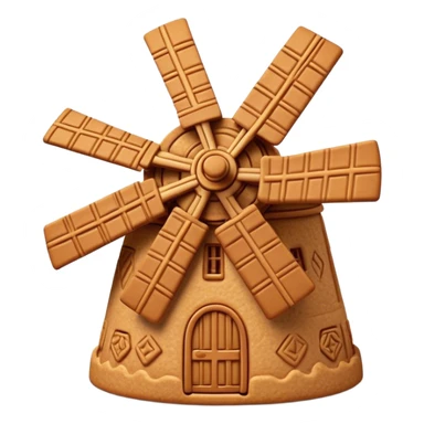 Speculaas Cinematic Realistic Speculaas Biscuit Emoji, depicted as a spiced speculaas cookie crafted in a charming windmill shape, rendered with intricate textures and warm, inviting lighting. sticker