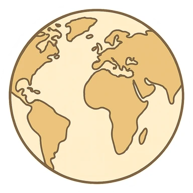 flat toon style beige world globe with minimal details sticker