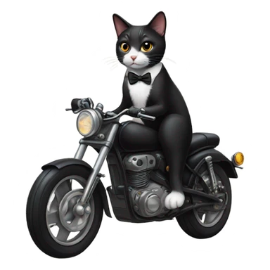 Tuxedo cat with tattoos and piercings on a motorcycle  sticker