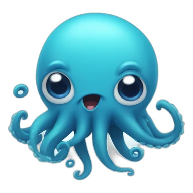 cute blue kraken with adorable face being shocked sticker