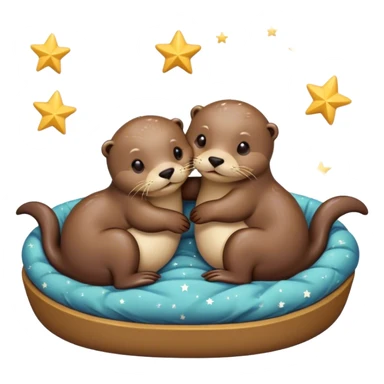Two otters kissing in a bed surrounded by stars sticker