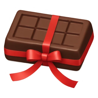 Bar of chocolate with a red ribbon sticker