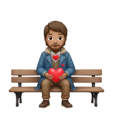 Homeless man with Valentine’s Day decor sticker