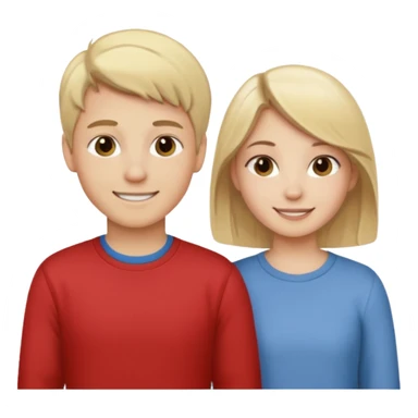 blonde boy smiling with pale brunette girl sticker