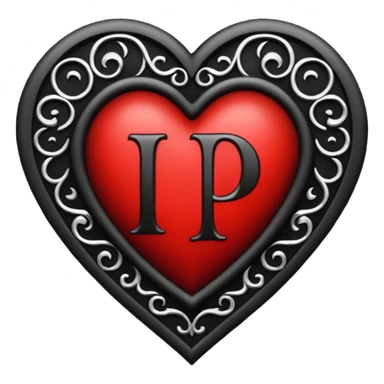 Can you make a heart with a gothic design, I want black and blood red colors . I want the letter I in the middle of the heart sticker
