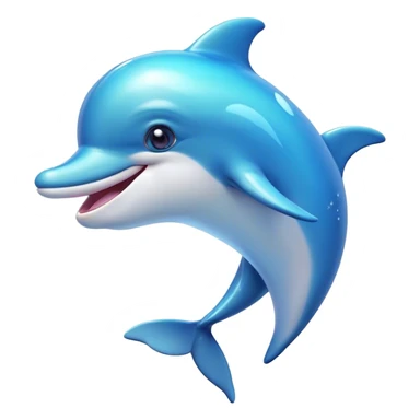 Cinematic Cheeky Dolphin Portrait Emoji, With a playful tilt of its head and a mischievous sparkle in its eyes, showcasing a sleek, shiny body accented by a quirky, animated smile and a cheeky wink, Simplified yet hilariously endearing features, highly detailed, glowing with a vibrant, sassy aquatic glow, high shine, spirited and fun, stylized with an air of quirky marine mischief, soft glowing outline, capturing the essence of a super cute dolphin that looks ready to splash its way into viral fame with playful charm! sticker