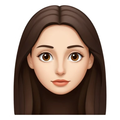 a brunette with thin nose almost sharp jaw line perfect eye brows and long hair  sticker