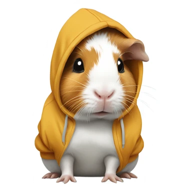 A guinea pig that is white and ginger wearing a hoodie  sticker
