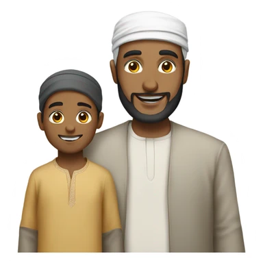 Two muslim men with kid sticker