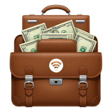 open wifi money filled briefcase sticker