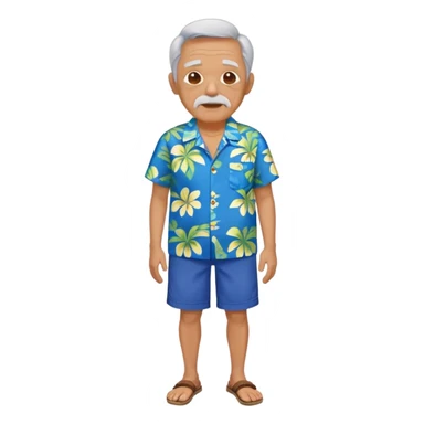 old man in blue  hawaiian shirt blue short full body sticker