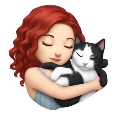 White girl ruby hair sleeping with black and white kitty sticker