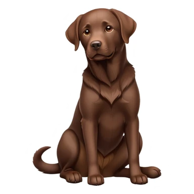 cinematic-[Labrador retriever]-realistic-full-body-sitting-emoji,-tail-resting-loosely-beside-its-paws,-head-tilted-dramatically, -sleek-[chocolate]-fur,-simplified-yet-realistic-focused-features,-highly-detailed,-glowing-with-an-almost-sarcastic-glow sticker