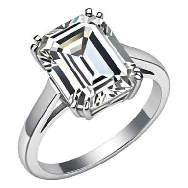 Emerald cut single diamond ring with thin silver band sticker