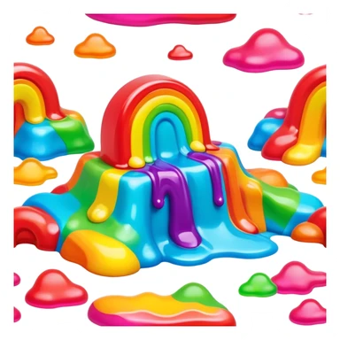 surreal melting neon rainbow gummy candy land landscape sticker