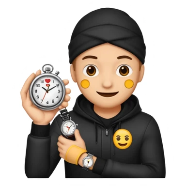 a thief holding a watch, emoji style sticker