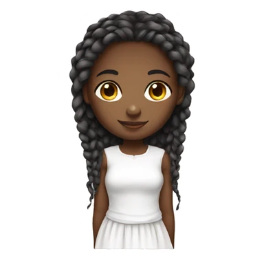 African girl. Long braids with curls on the ends. White clothes. sticker