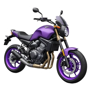 Créer un emoji copiable sur mon système iOS avec une moto mt07 noir mate / violet plus foncé que tu as et iridescent. le style de la mt07 doit être en roadster. sticker
