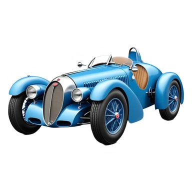 Fenderless 1936 luxury racing Bugatti lowered powerful 4 cylinder engined racing car featuring advanced rugged 4 wheel independent suspension, power steering, disc brakes and small leather covered steering wheel  sticker
