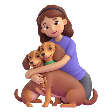 girl hugging dachshund sticker