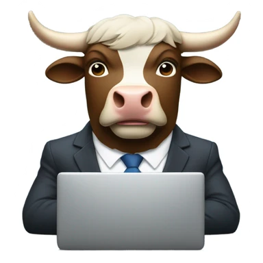 smiling bull wearing suit using computer sticker