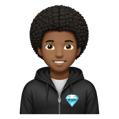 Black young guy who haves afro haircut ,zip hoodie and with a diamond grillz in her tooth sticker