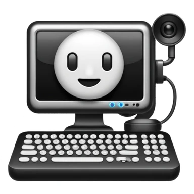 crear un emoji, que sea para proyeectos tanto empresarial como redes sociales, quiero un ordenador y una camara en la misma imagen sticker