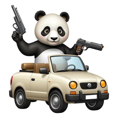 panda shooting a gun from a car sticker