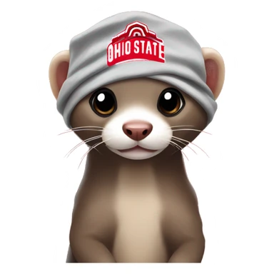 Ferret wearing an Ohio state bandana around its neck sticker