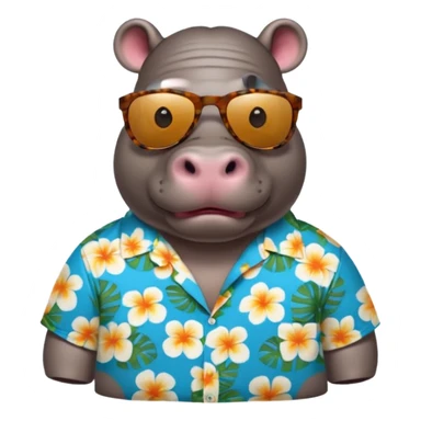 hippo with aloha shirt wearing sunglasses sticker