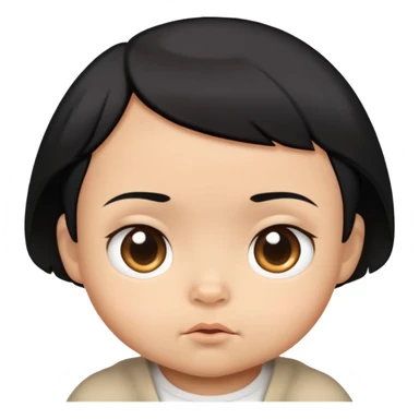 Judgmental baby with short black hair and tan skin sticker
