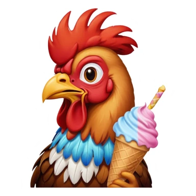Rooster eating ice cream sticker