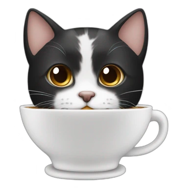 Gato cara negra cuerpo blanco con cafe sticker