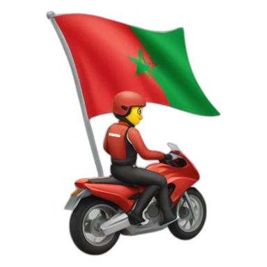 quelqu'un sur une moto avec le drapeau du Maroc derrière sticker