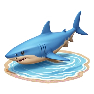 A shark with blue shoes on land near water not in it sticker