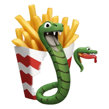 Snake eating french fries sticker