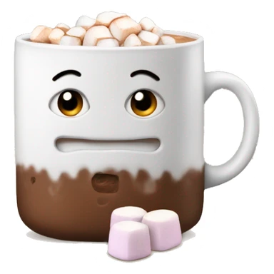 Hot cocoa with marshmallows in a white mug sticker