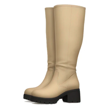 pair of beige chunky knee high boots sticker