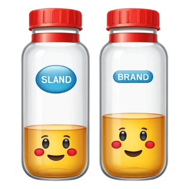 emoji of tubes and jar with brand labels, minimalistic design sticker