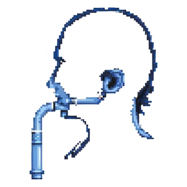 Pixelated blue mouthpiece with breathing tube and nose clip for VO2 max testing, no face sticker