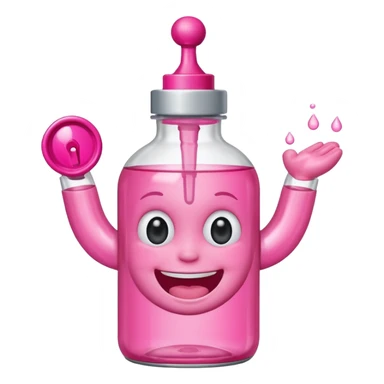 Smiling freaky baby oil bottle pink sticker