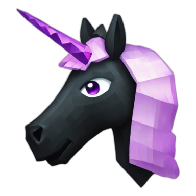 Minecraft Glitter Black Unicorn Head With Diamond Horn sticker