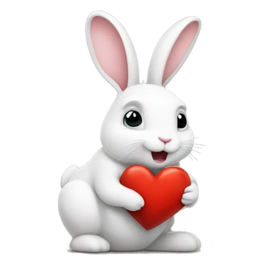 white rabbit hold heart sticker