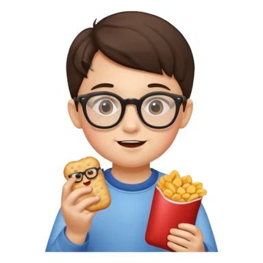 snack holding kid with glasses sticker