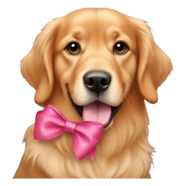 Red golden retriever with pink bows sticker