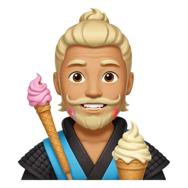 SAMURAI WITH EAT ICE CREAM BEARD GAY sticker