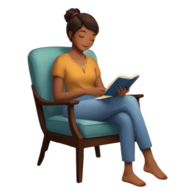 A person sits mindfully in a chair, a gratitude journal nearby, and a phone turned off. A bird chirps outside, a scented candle burns, and a small hidden gift bag peeks from under the table. A framed quote says, "Be Kind to Yourself," while they share a smile with someone. sticker