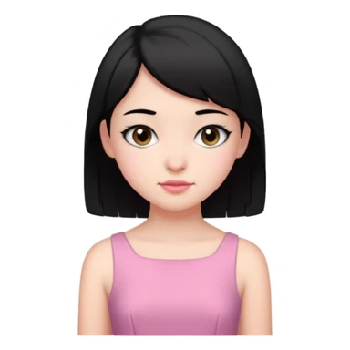 Un emoji de una. Chica adolescente vestido rosado pelo corto negro casi por los hombros sticker