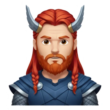 Thor, God of Thunder from Gods and Goddesses with long red hair and beard, silver and dark blue outfit sticker